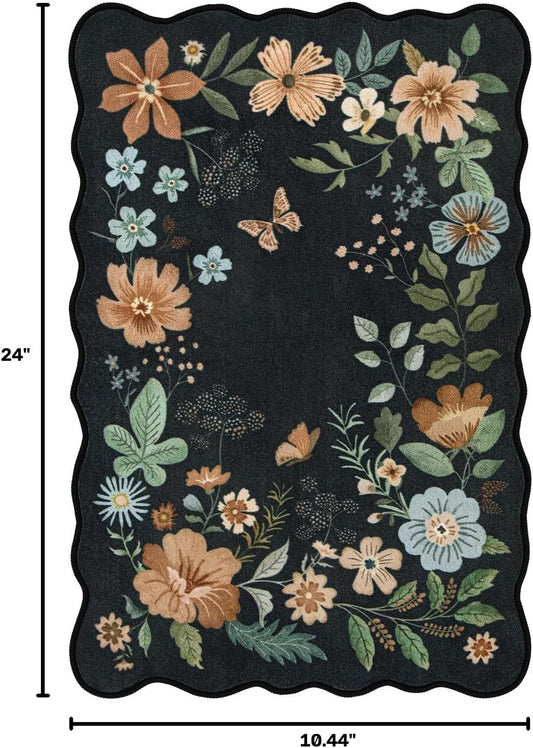 Lahome Floral Entryway Rug Indoor, 2X3 Soft Washable Kitchen Rug Non Slip