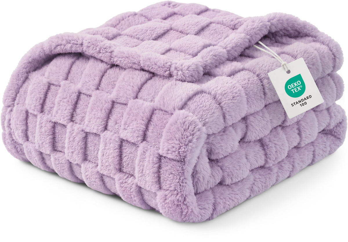Utopia Bedding Plush Checkered Fleece Blanket Cool Grey Throw, 50x60 Inch