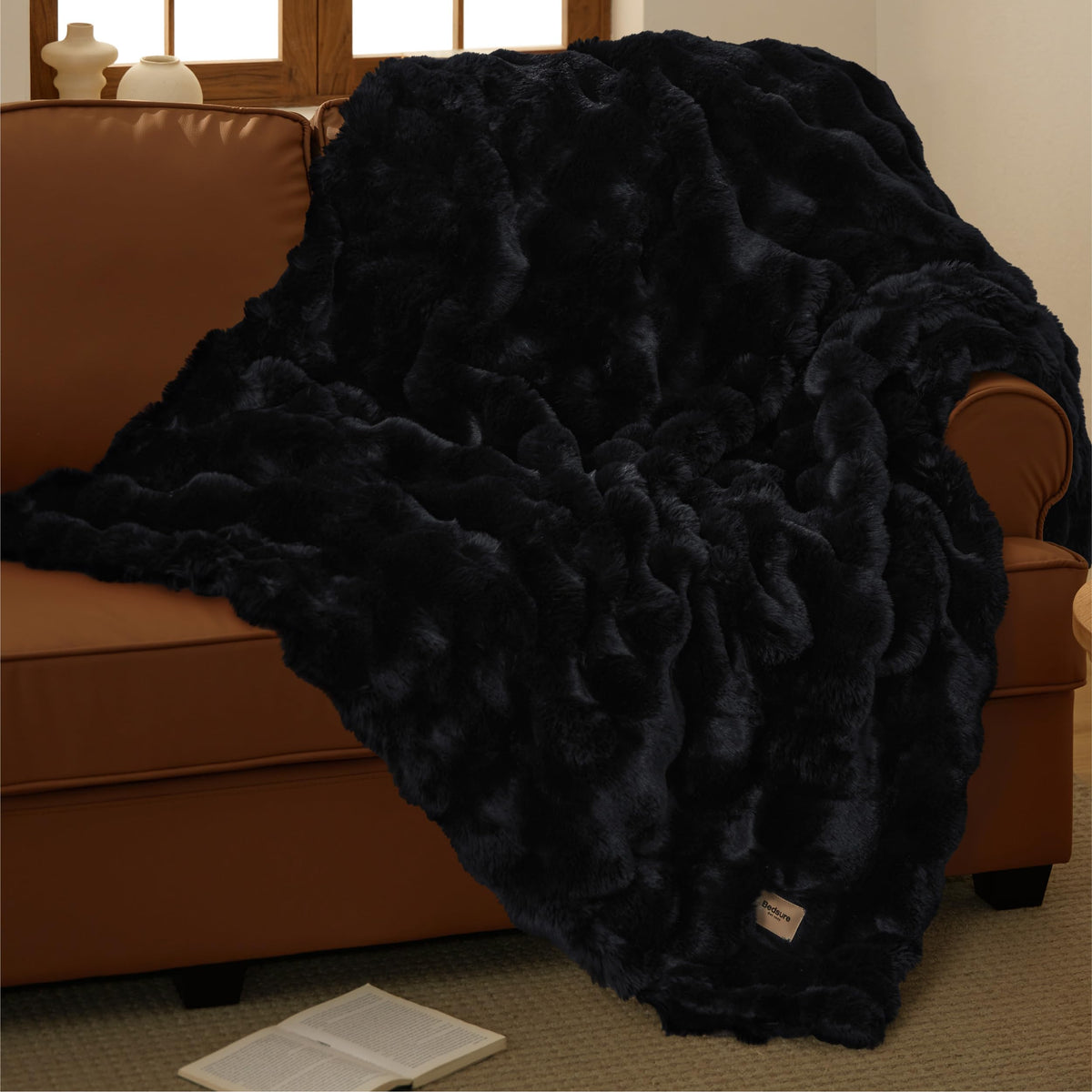 Bedsure Fluffy Bubble Faux Fur Throw Blanket, 50"x60", Tie-dye Taupe