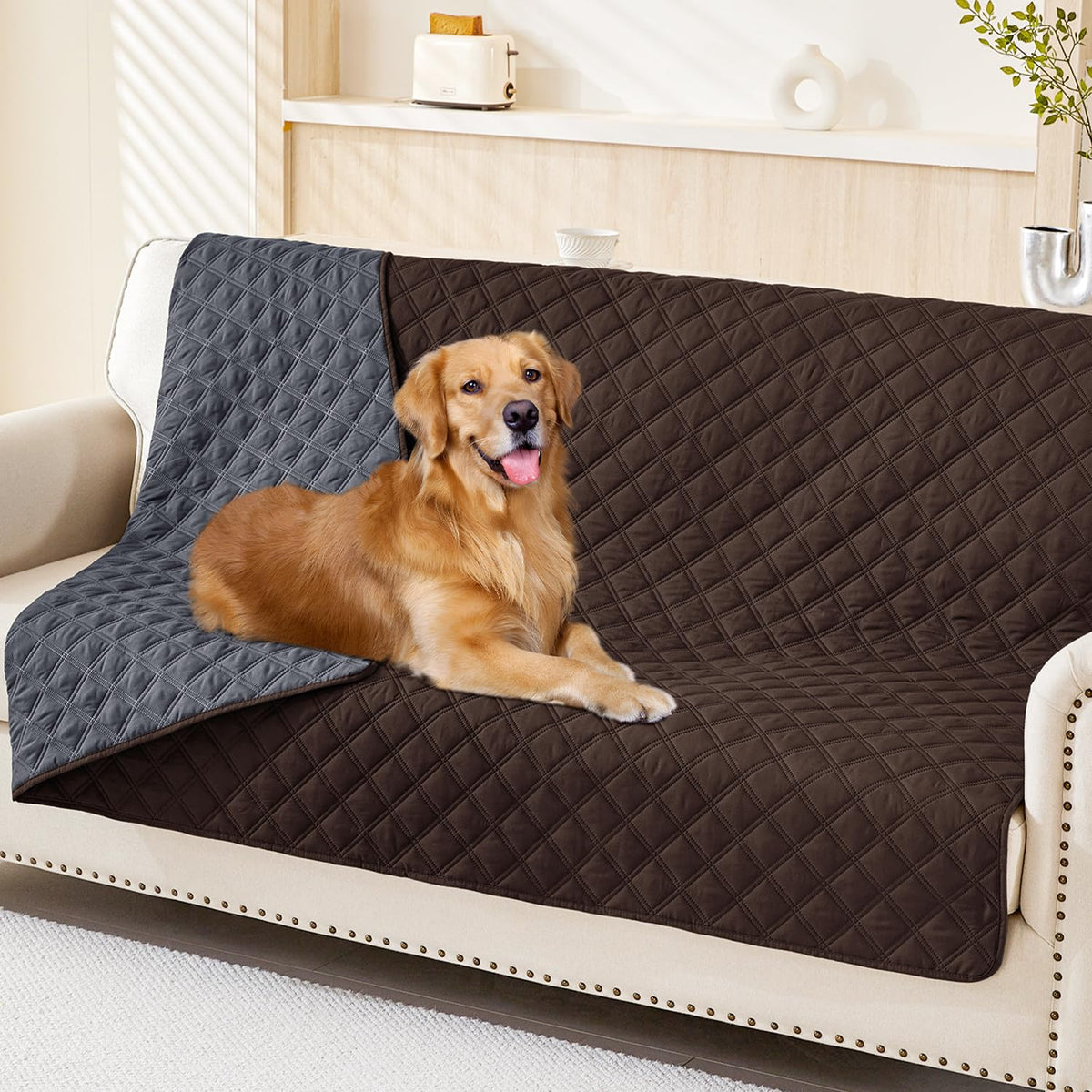 Smiry Waterproof Reversible Pet Couch Covers for Dogs