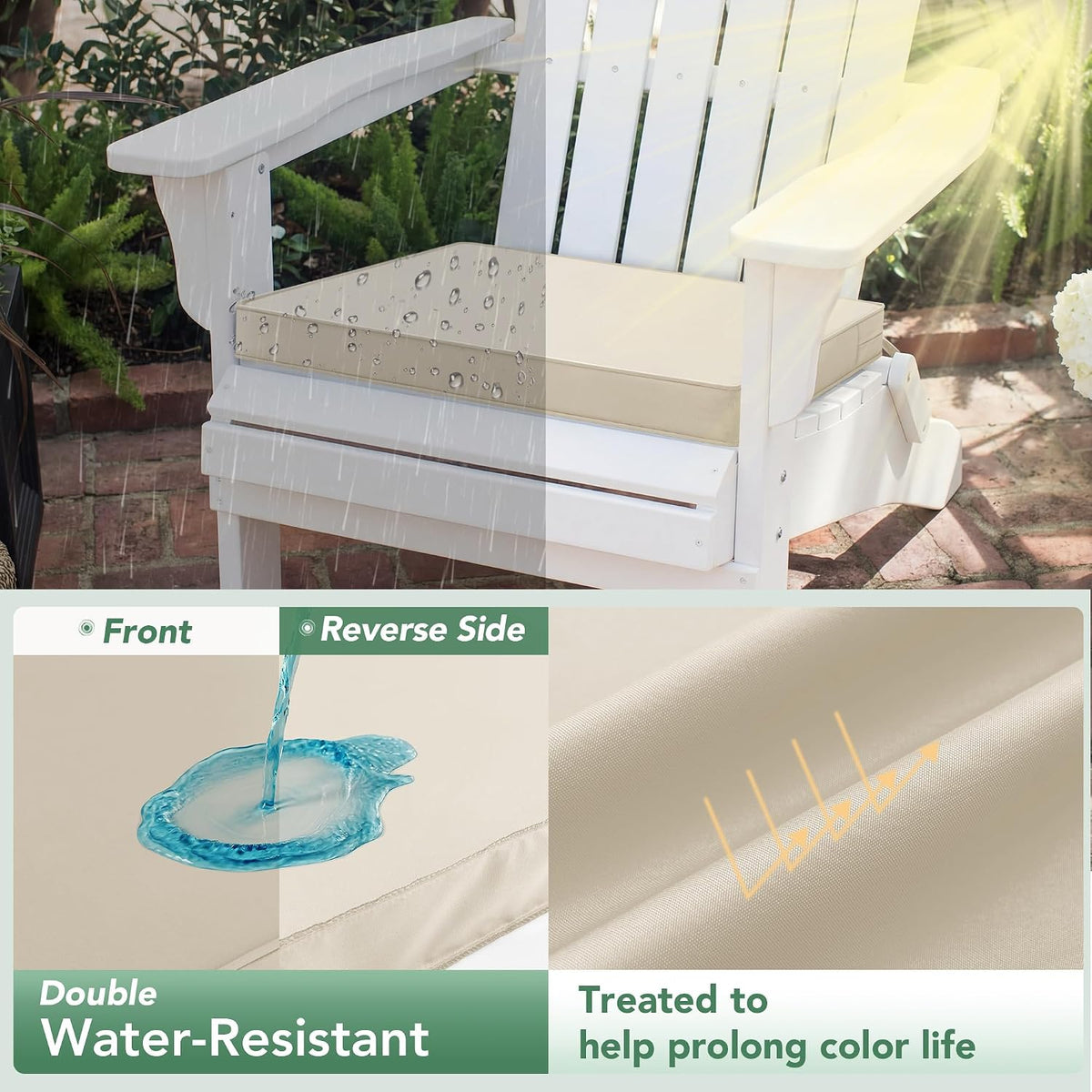 Summsun Outdoor Chair Cushions Set of 4: Water Resistant Seat Cushion for Patio Furniture - 18.5 x 16 x 2 Inch Chair Pads with Ties and Hidden Zipper - Patio Chair Cushion Replacement, Beige