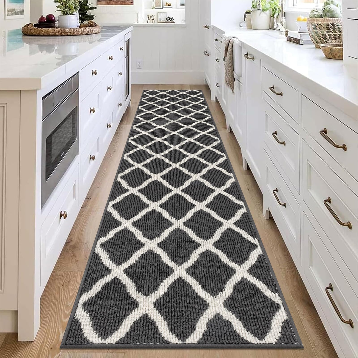 SHACOS Door Mats 20"x32" Indoor Washable Kitchen Entryway Rug Non Slip Absorbent Floor Mat for Home Entrance Garage, Light Gray