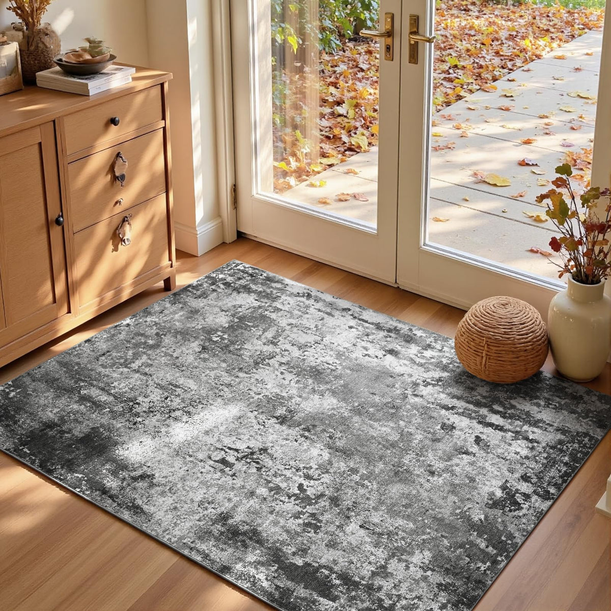 Entrance Rugs Indoor 2x3 Grey Entry Rug Washable Abstract Small Area Rug Non-Slip Low Pile Throw Rugs for Entryway, Kitchen Floor, Front Door Indoor Door Mat, Bathroom, Bedroom Bedside