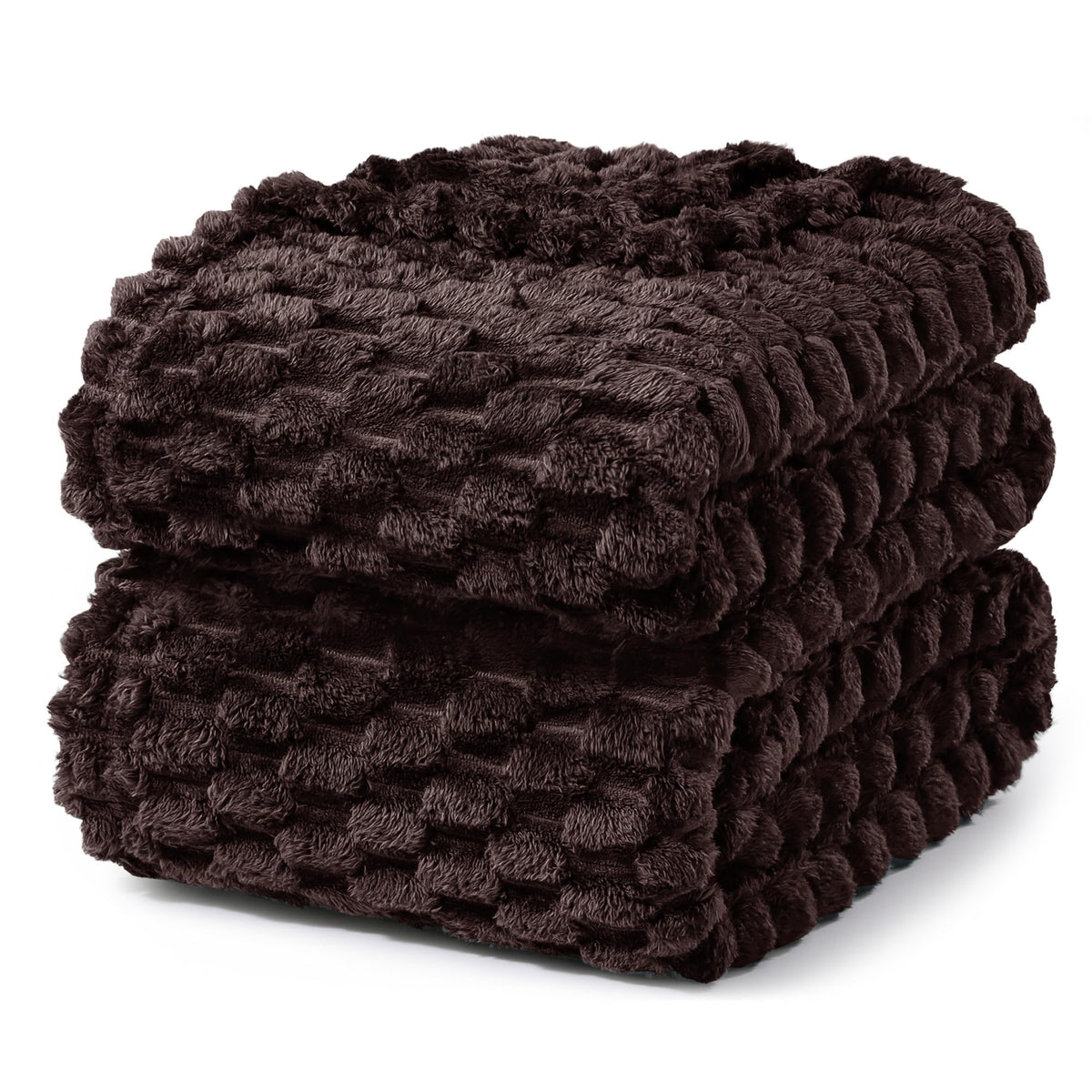 Exclusivo Mezcla Large 3D Fleece Throw Blanket for Couch, Ivory