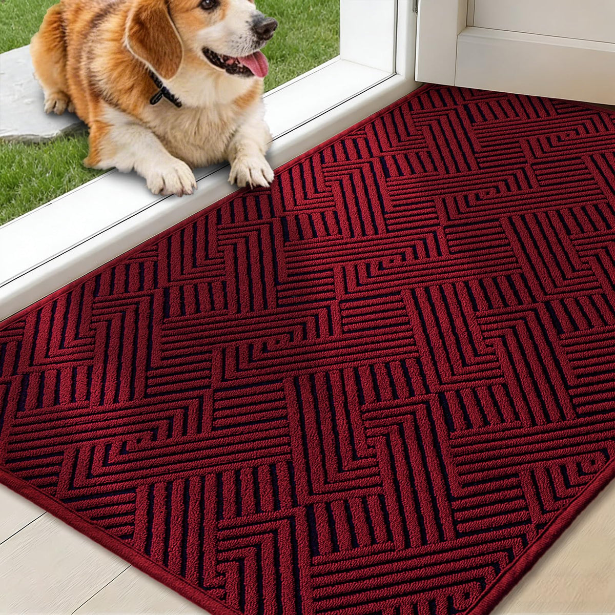YIHOUSE Indoor Door Mat 24" x 36", Non-Slip Washable Entryway Mat, Dirt Trapper Absorbent Entrance Mat, Low Profile Floor Mat for Front/Back Door, Entryway, Brown
