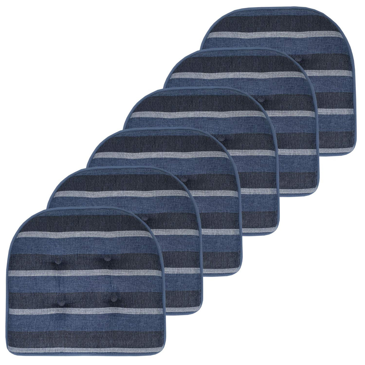 Sweet Home Collection Chair Cushion Memory Foam Pads Tufted Slip Non Skid Rubber Back U-Shaped 17" x 16" Seat Cover, 4 Count (Pack of 1), Army Green