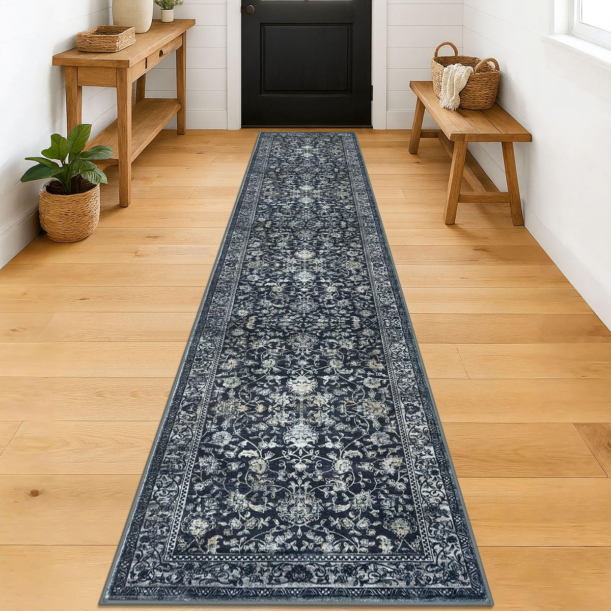 KILOCOCO 2x3 Washable Rug Small Entryway Rugs Indoor Door Mat, Blue/Navy