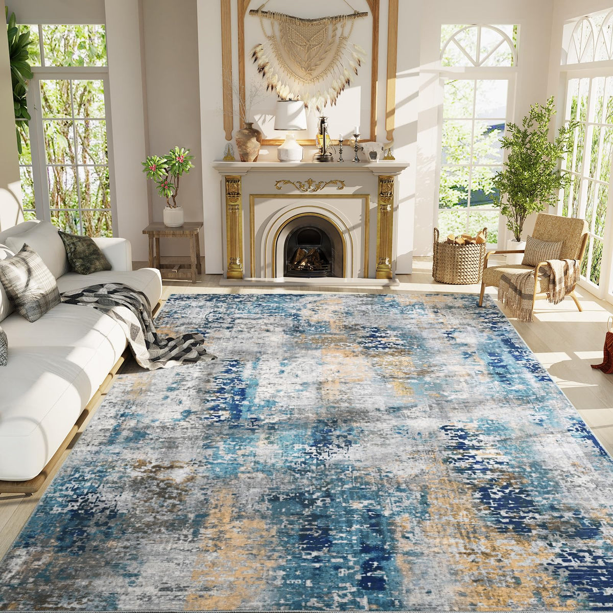 Entrance Rugs Indoor 2x3 Grey Entry Rug Washable Abstract Small Area Rug Non-Slip Low Pile Throw Rugs for Entryway, Kitchen Floor, Front Door Indoor Door Mat, Bathroom, Bedroom Bedside