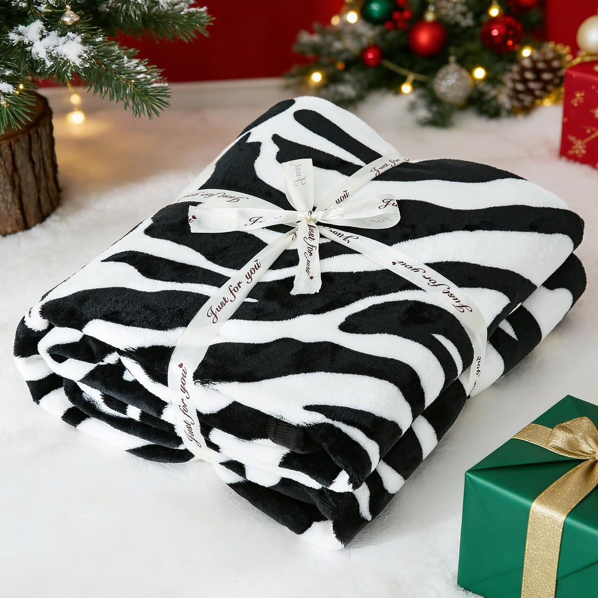 PU MEI Fuzzy Fleece Fall Throw Blanket for Sofa, Couch, Bed, Black and White Zebra Animal Print Blanket - Lightweight Double Sided Cozy Super Soft Blankets, Home Decor Gift, 50 x 60 Inches