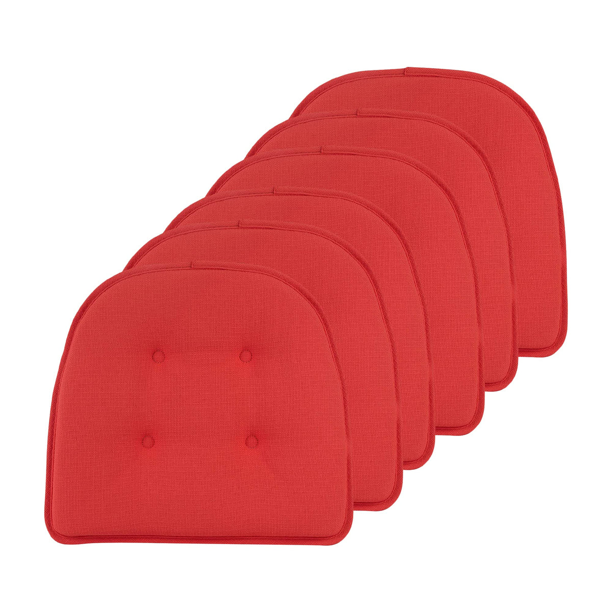 Klear Vu Omega Non-Slip Chair Cushions, Assembled in USA, U-Shaped Skid-Proof Seat Pads for Dining Room, Kitchen, Office, 15"x16" 4 Pack Slub Natural 4 Count