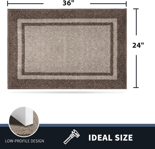 PURRUGS Dirt Trapping Indoor Door Mat, 24" x 36", Beige & Grayish Brown