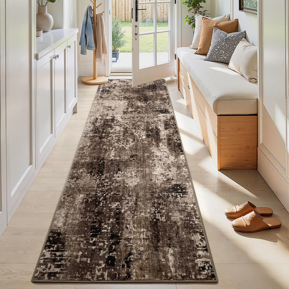 Entrance Rugs Indoor 2x3 Grey Entry Rug Washable Abstract Small Area Rug Non-Slip Low Pile Throw Rugs for Entryway, Kitchen Floor, Front Door Indoor Door Mat, Bathroom, Bedroom Bedside