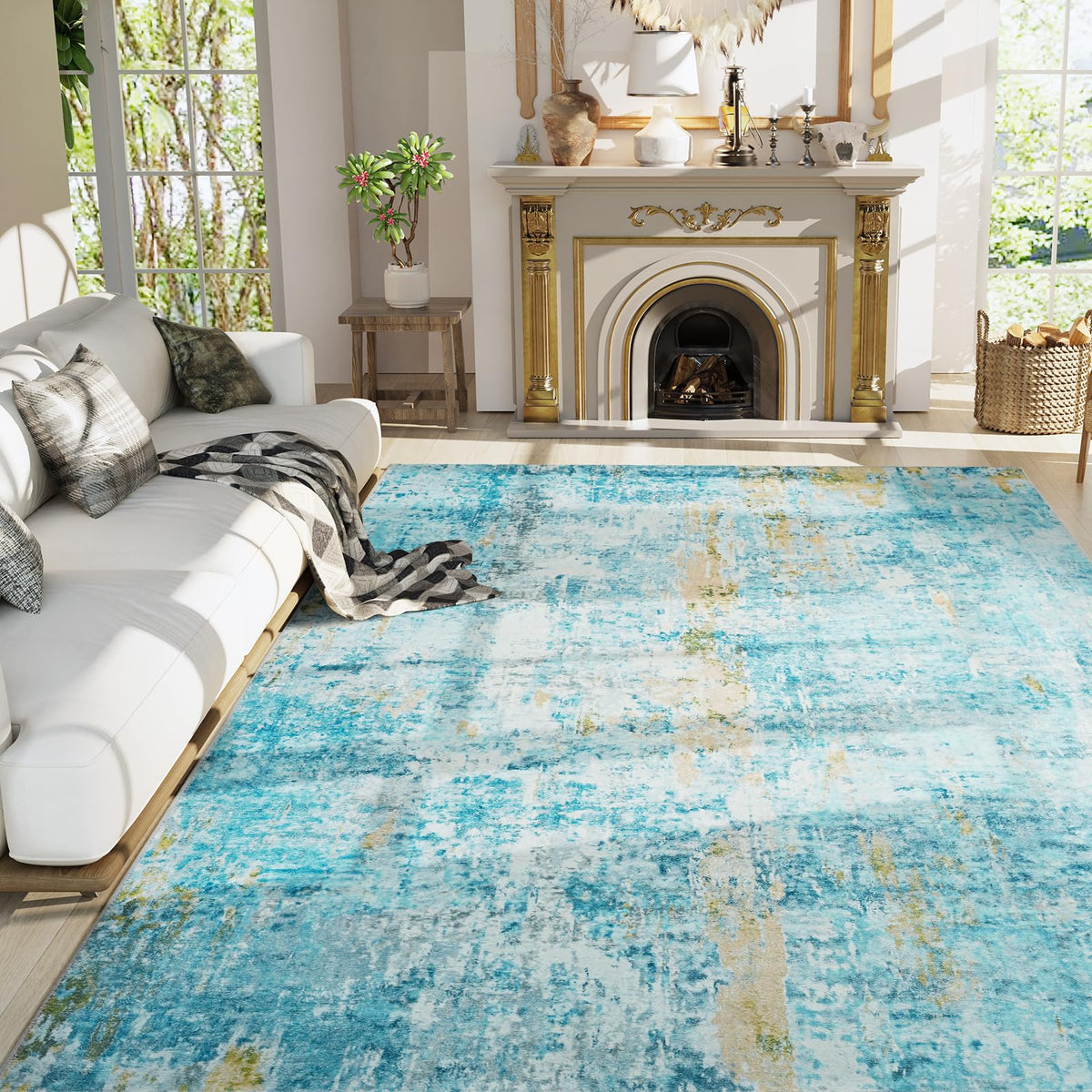 Entrance Rugs Indoor 2x3 Grey Entry Rug Washable Abstract Small Area Rug Non-Slip Low Pile Throw Rugs for Entryway, Kitchen Floor, Front Door Indoor Door Mat, Bathroom, Bedroom Bedside