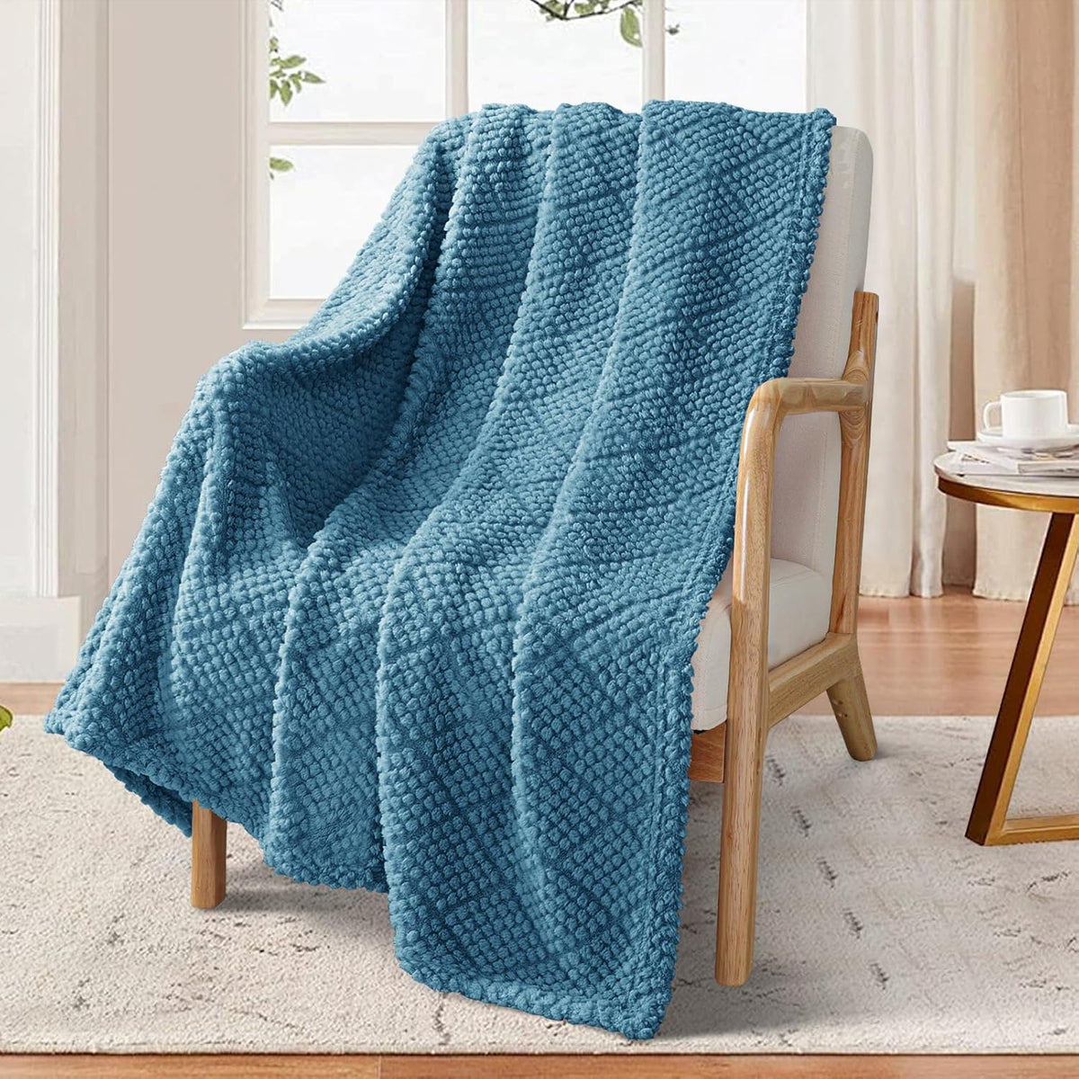 Whale Flotilla Soft Fleece Throw Blanket for Couch, Slate Blue