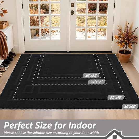BEQHAUSE Door Mat 32" x 48", Non-Slip Door Mats Indoor Washable, Black