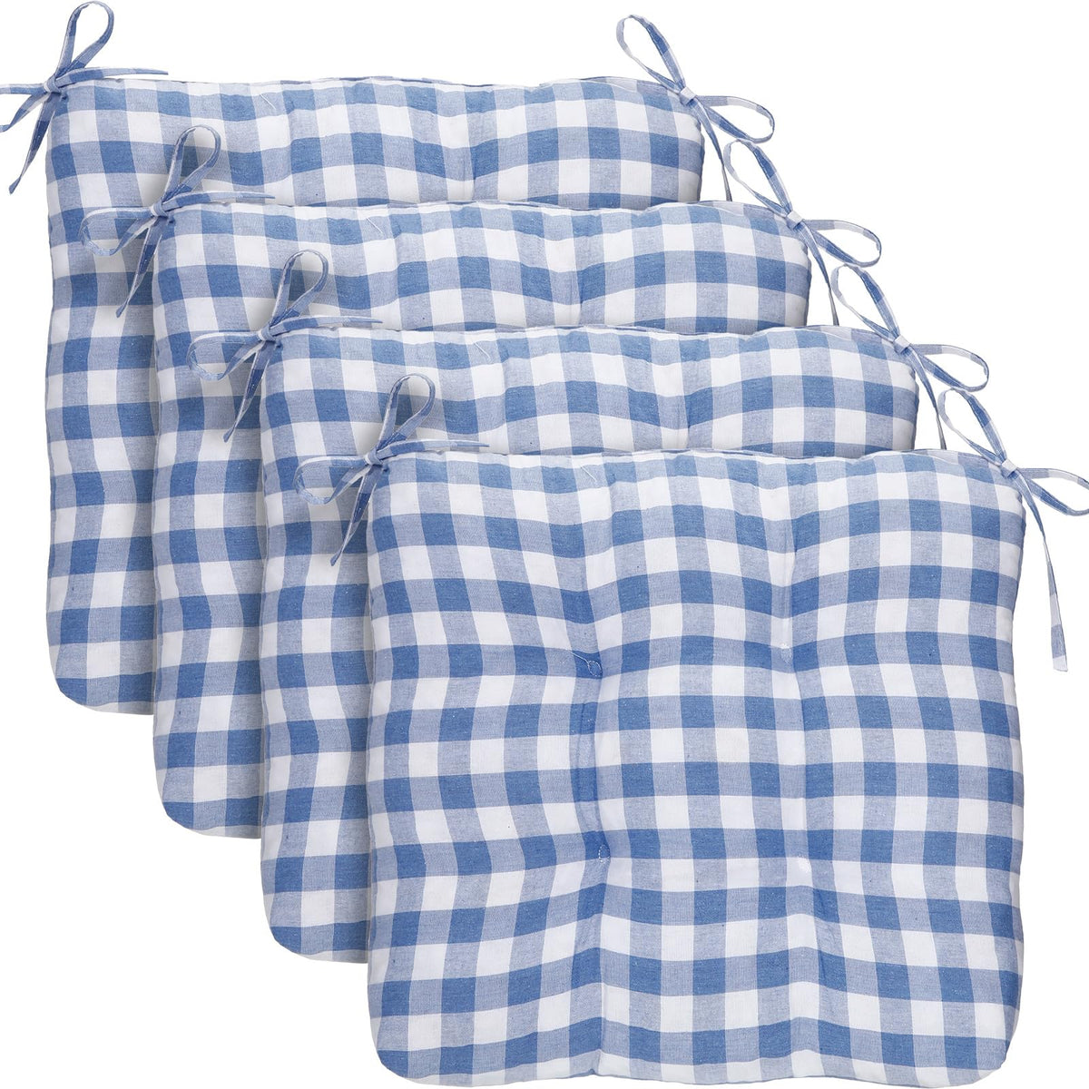 Geetery 4 Pack Chair Cushions, 16" x 15",Black and White,Plaid