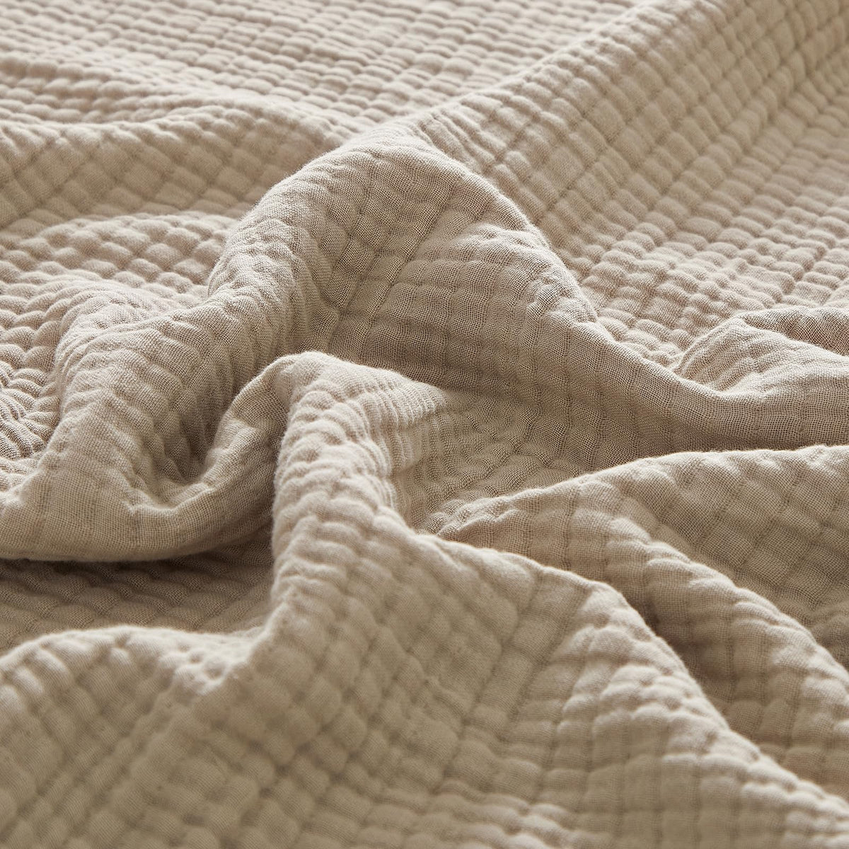 PHF 100% Cotton Muslin Blanket for Adults, Queen Size 90"X90", Taupe