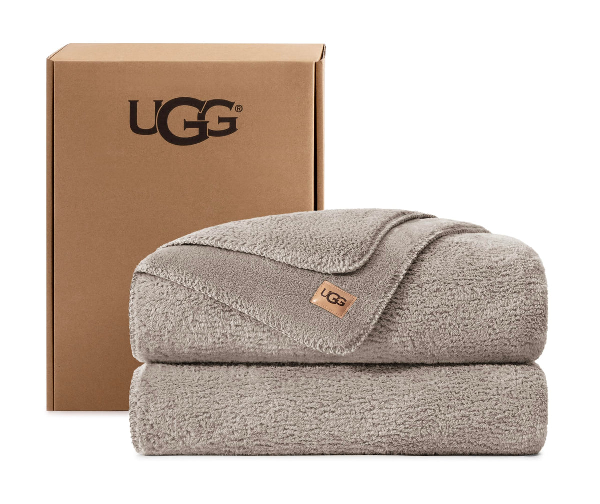 UGG Whitecap Throw Blanket, Soft Fleece Blanket, 50" x 70", Seal Grey