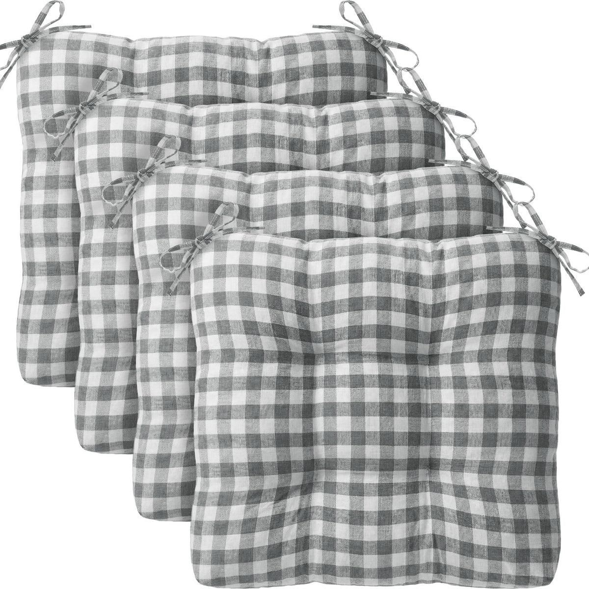 Geetery 4 Pack Chair Cushions, 16" x 15",Black and White,Plaid