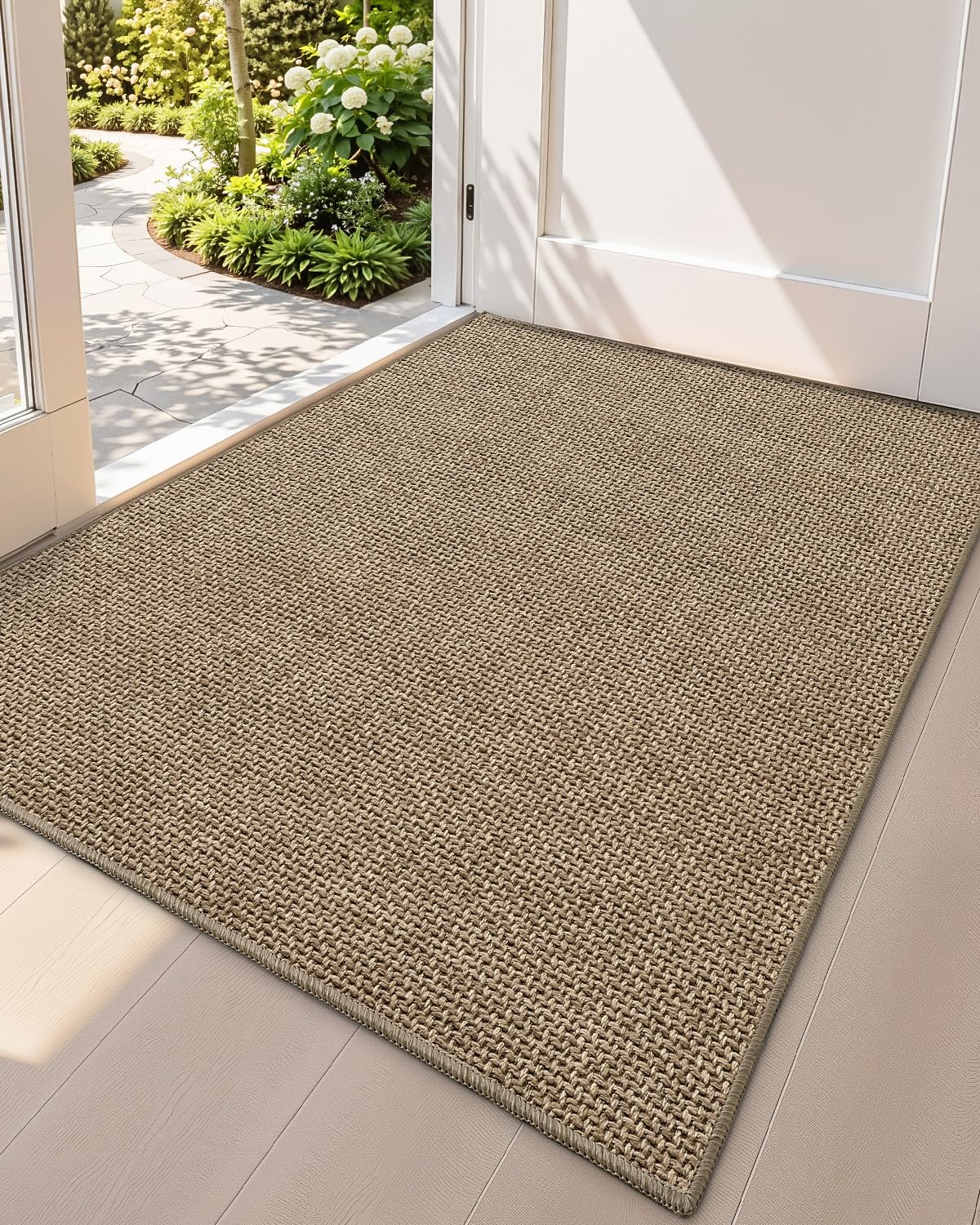 Color&Geometry Ultra-Thin Indoor Door Mat Entrance, 17"x30" Heather Khaki