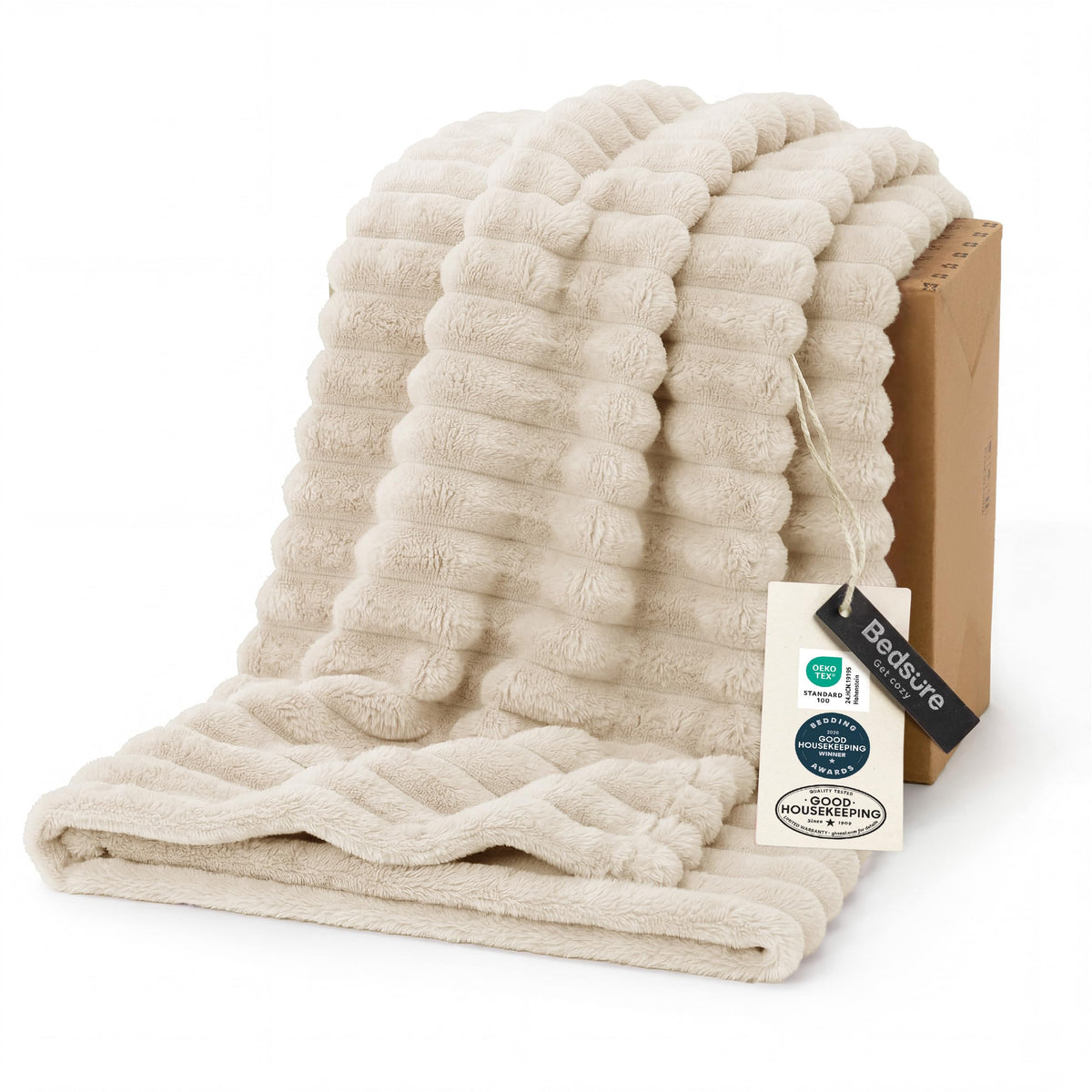 Bedsure GentleSoft White Throw Blanket for Couch - Halloween Decorations for Fall Home Living Room Decor, Cozy Fleece Blanket, Christmas Birthday Gifts for Women Mom Her Girls, Off White, 50x60 in