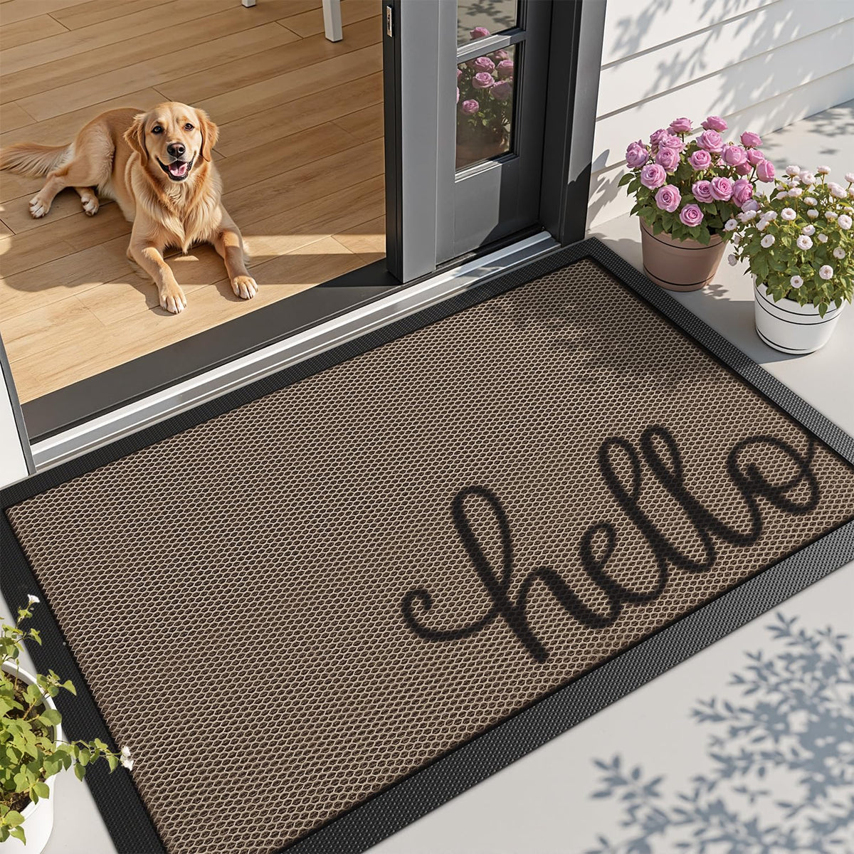 LUMI Outside Welcome Door Mat 24x36, Non-Slip Durable Rubber Easy Clean