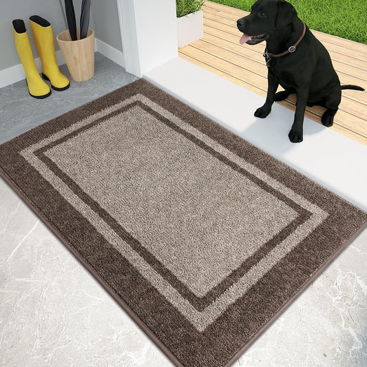 PURRUGS Dirt Trapping Indoor Door Mat, 24" x 36", Beige & Grayish Brown