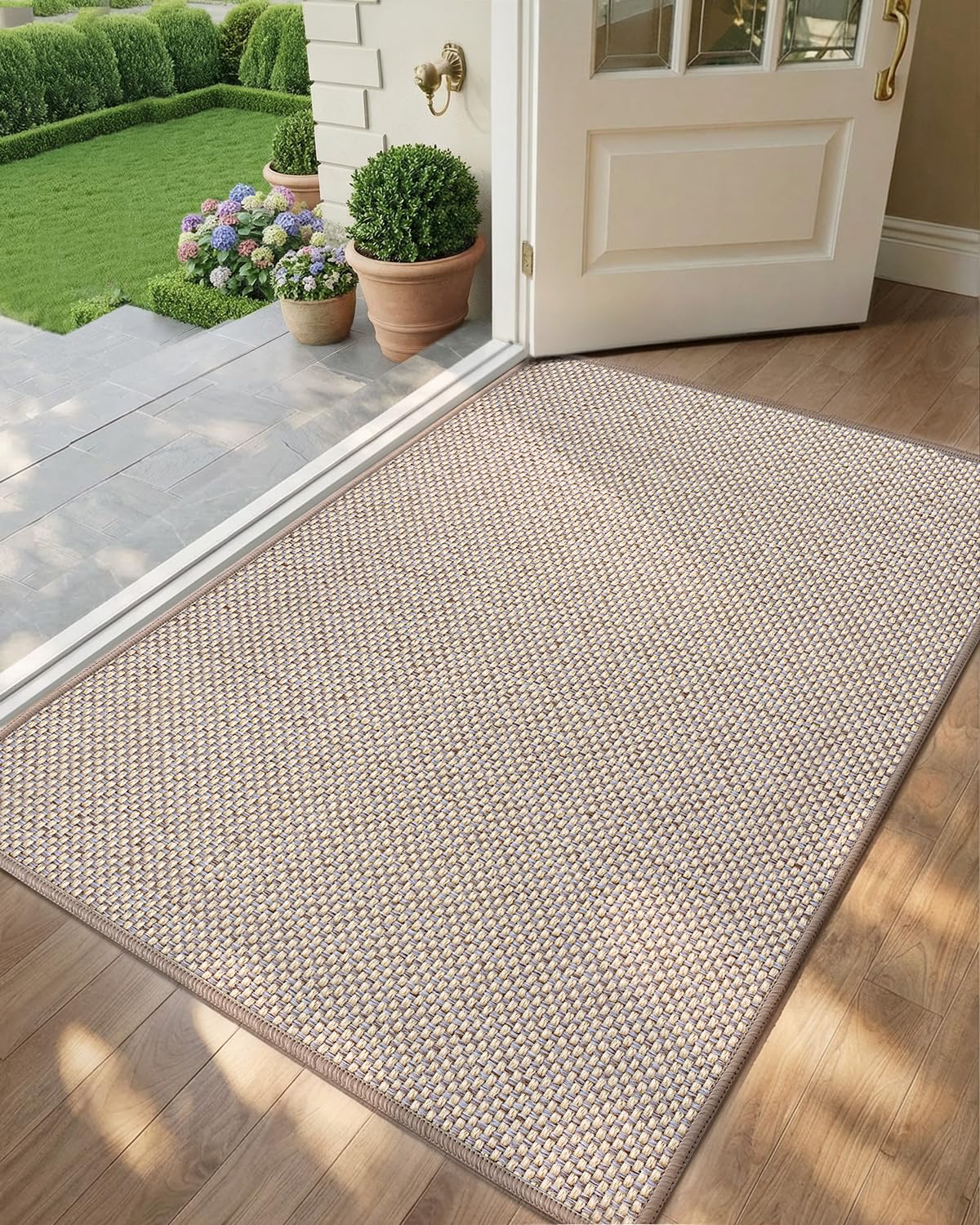 Color&Geometry Ultra-Thin Indoor Door Mat Entrance, 17"x30" Heather Khaki