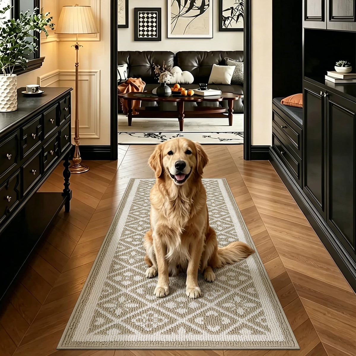 Ileading Fall Indoor Door Mat Washable Orange Muddy Rugs for Dogs 2x3ft