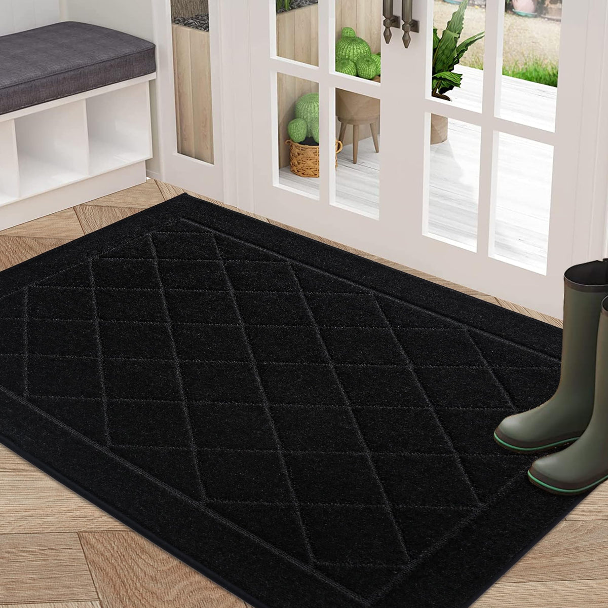 BEQHAUSE Dirt Trapper Door Mat 32" x 48", Doormat Non-Slip, Dark Grey