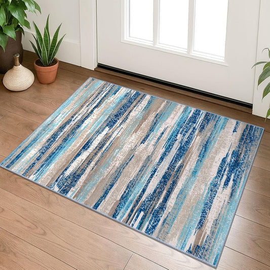 Lansny Abstract 2x3 Area Rug Small Washable Entryway Rug Non Slip Door Mat