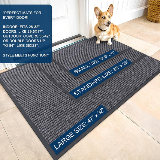 OLANLY 2-Pack Front Door Mats 29.5x17, Waterproof Heavy-Duty Doormats