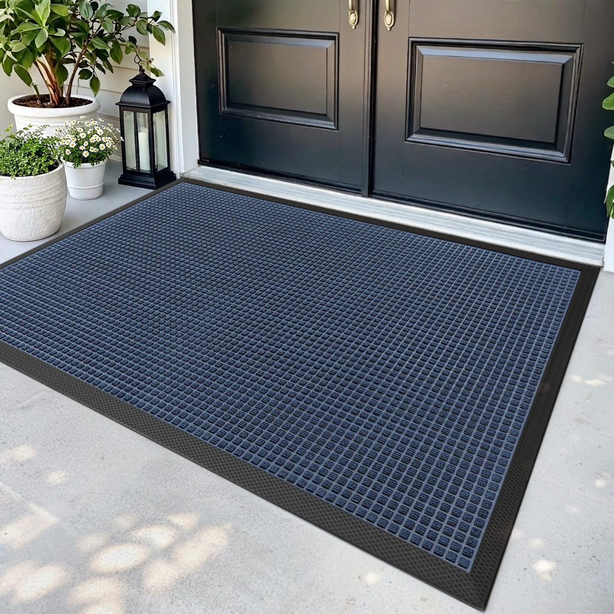DEXI Front Door Mat Outside Entrance 48x72 Rubber Entry Doormat Brown