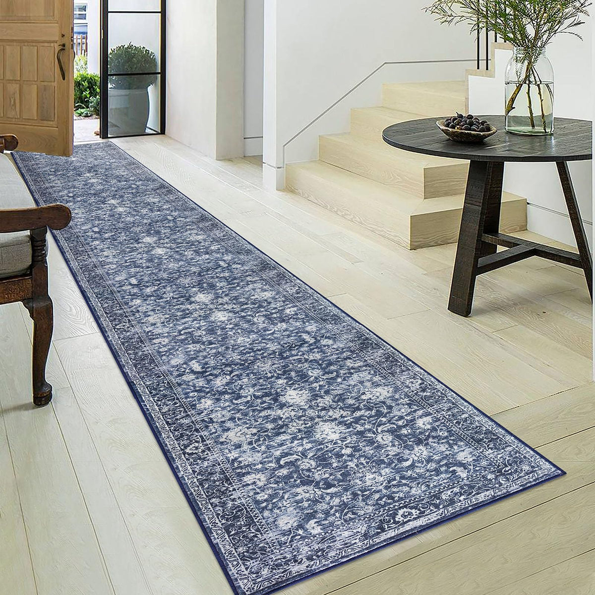KILOCOCO 2x3 Washable Rug Small Entryway Rugs Indoor Door Mat, Blue/Navy