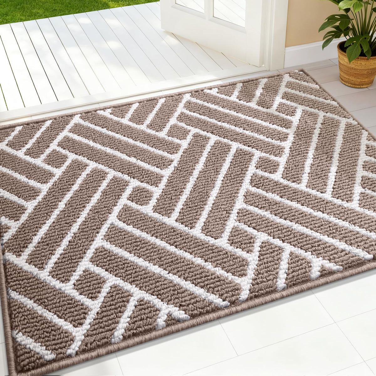 OLANLY Indoor Door Mat 32x20, Low-Profile Dirt Resistant Doormat, Grey