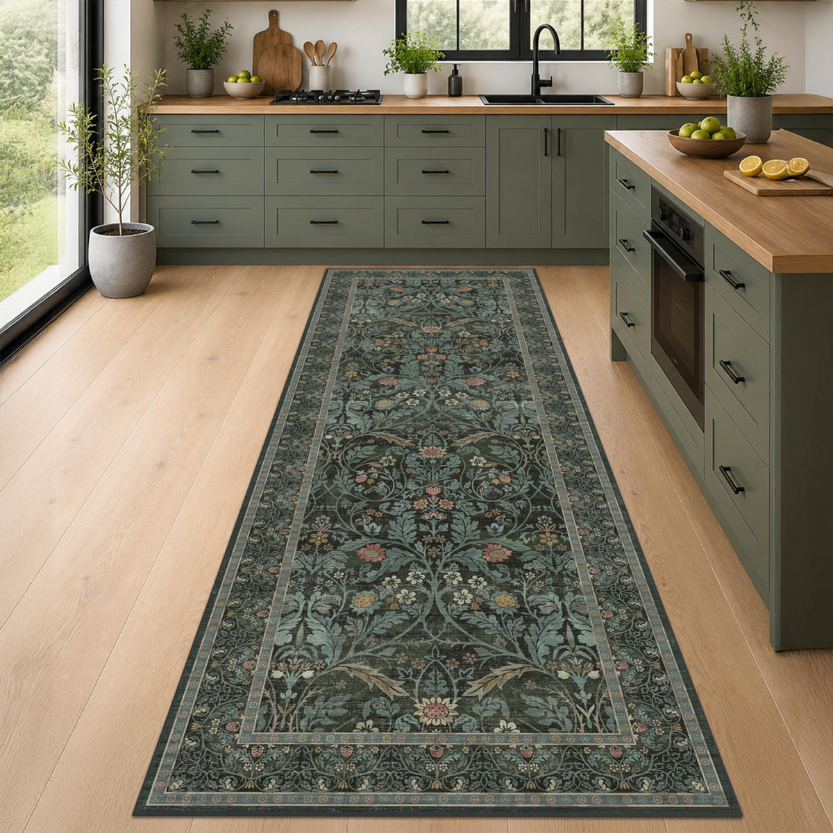 Dark Brown 2x3 Washable Entry Rug, Throw Small Rugs for Entryway Kitchen Bathroom Indoor Door Mat, Farmhouse Floral & Botanical Door Mats, Low Pile Soft Stain Resistant Carpet