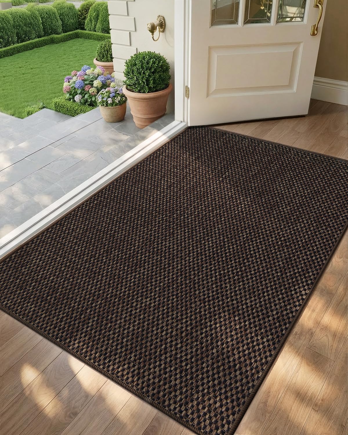 Color&Geometry Ultra-Thin Indoor Door Mat Entrance, 17"x30" Heather Khaki