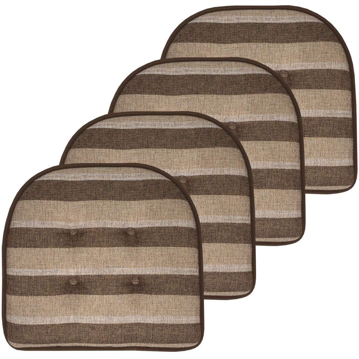 Sweet Home Collection Chair Cushion Memory Foam Pads Tufted Slip Non Skid Rubber Back U-Shaped 17" x 16" Seat Cover, 4 Count (Pack of 1), Army Green