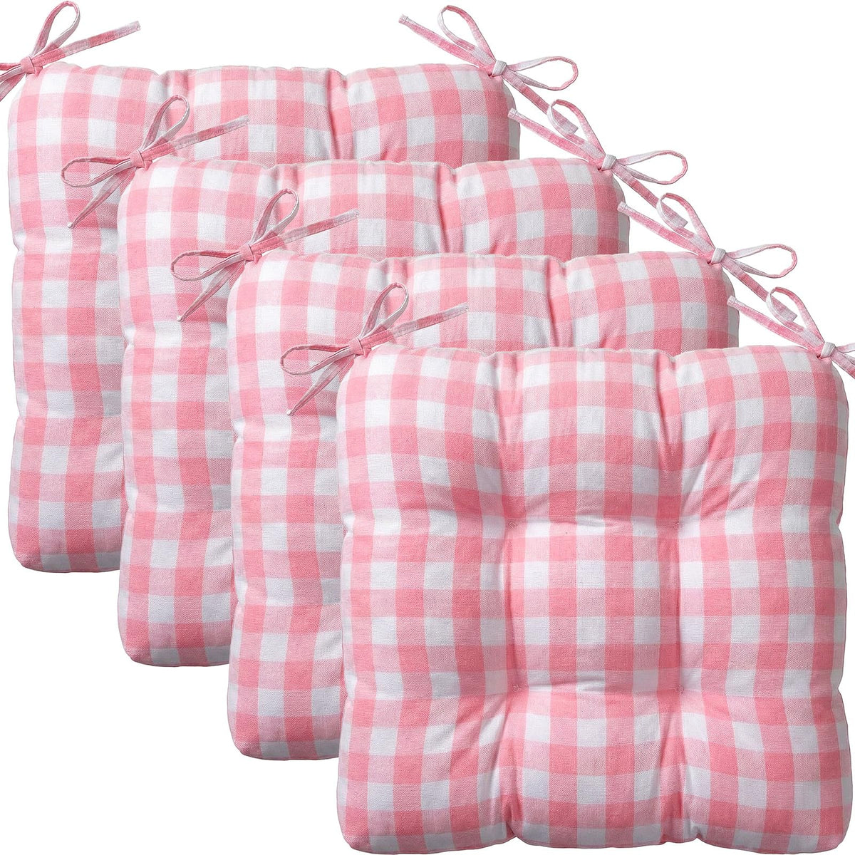 Geetery 4 Pack Chair Cushions, 16" x 15",Black and White,Plaid