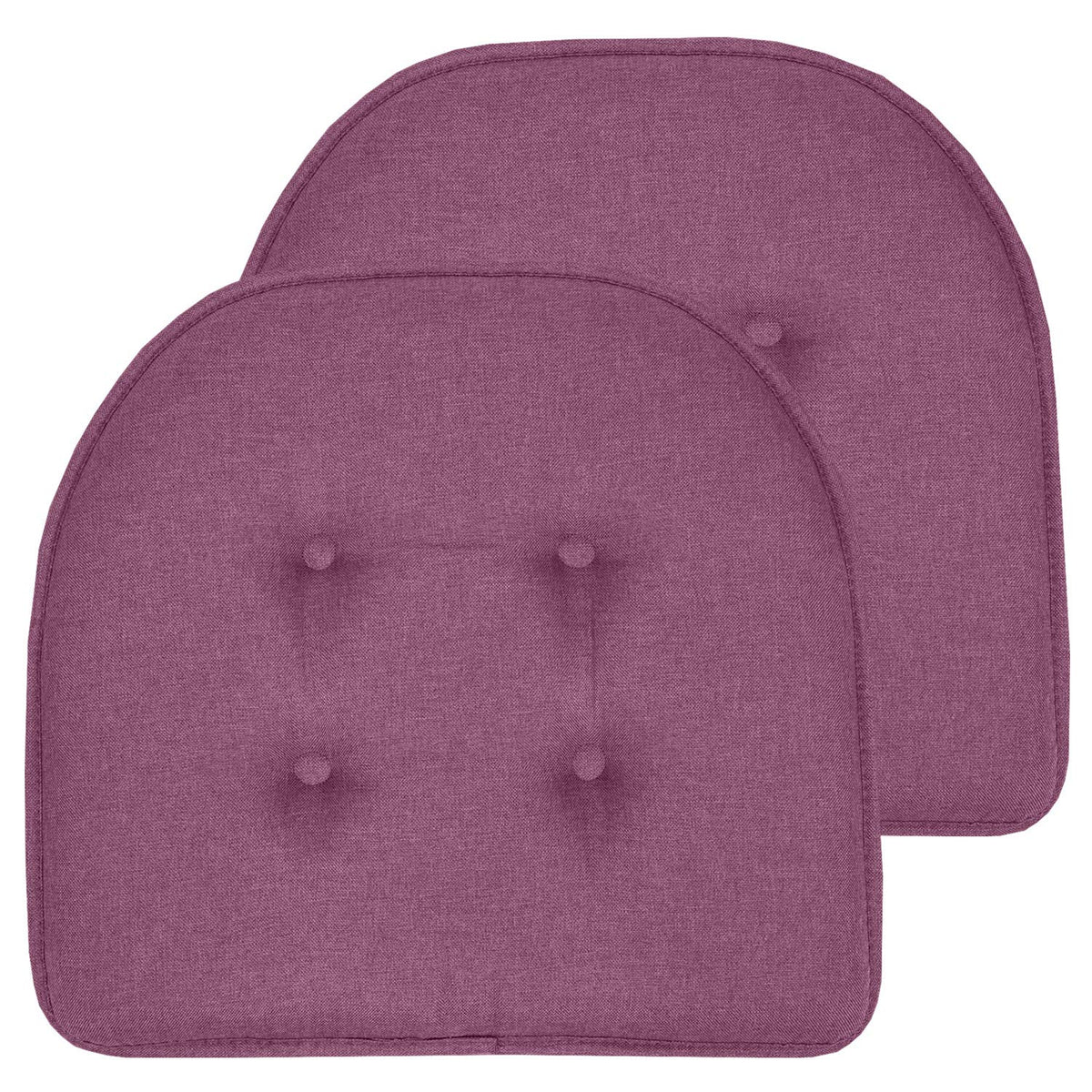 Sweet Home Collection Chair Cushion Memory Foam Pads Tufted Slip Non Skid Rubber Back U-Shaped 17" x 16" Seat Cover, 4 Count (Pack of 1), Army Green