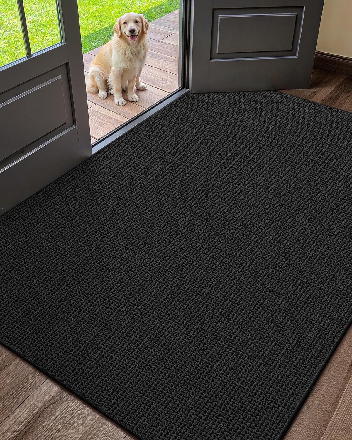 Color&Geometry Ultra-Thin Indoor Door Mat Entrance, 17"x30" Heather Khaki
