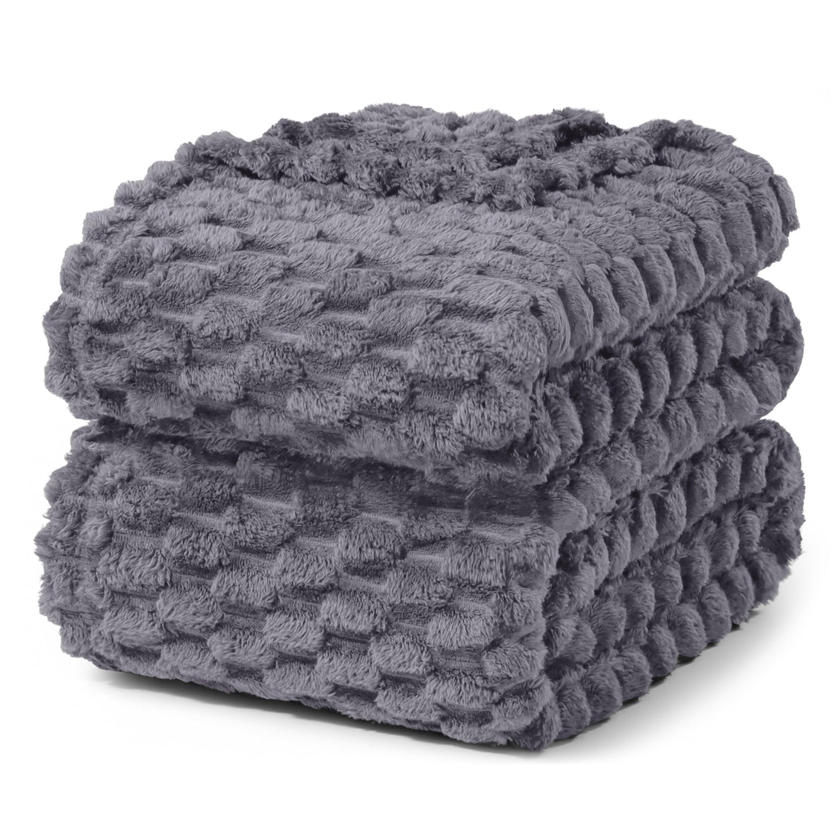 Exclusivo Mezcla Large 3D Fleece Throw Blanket for Couch, Ivory