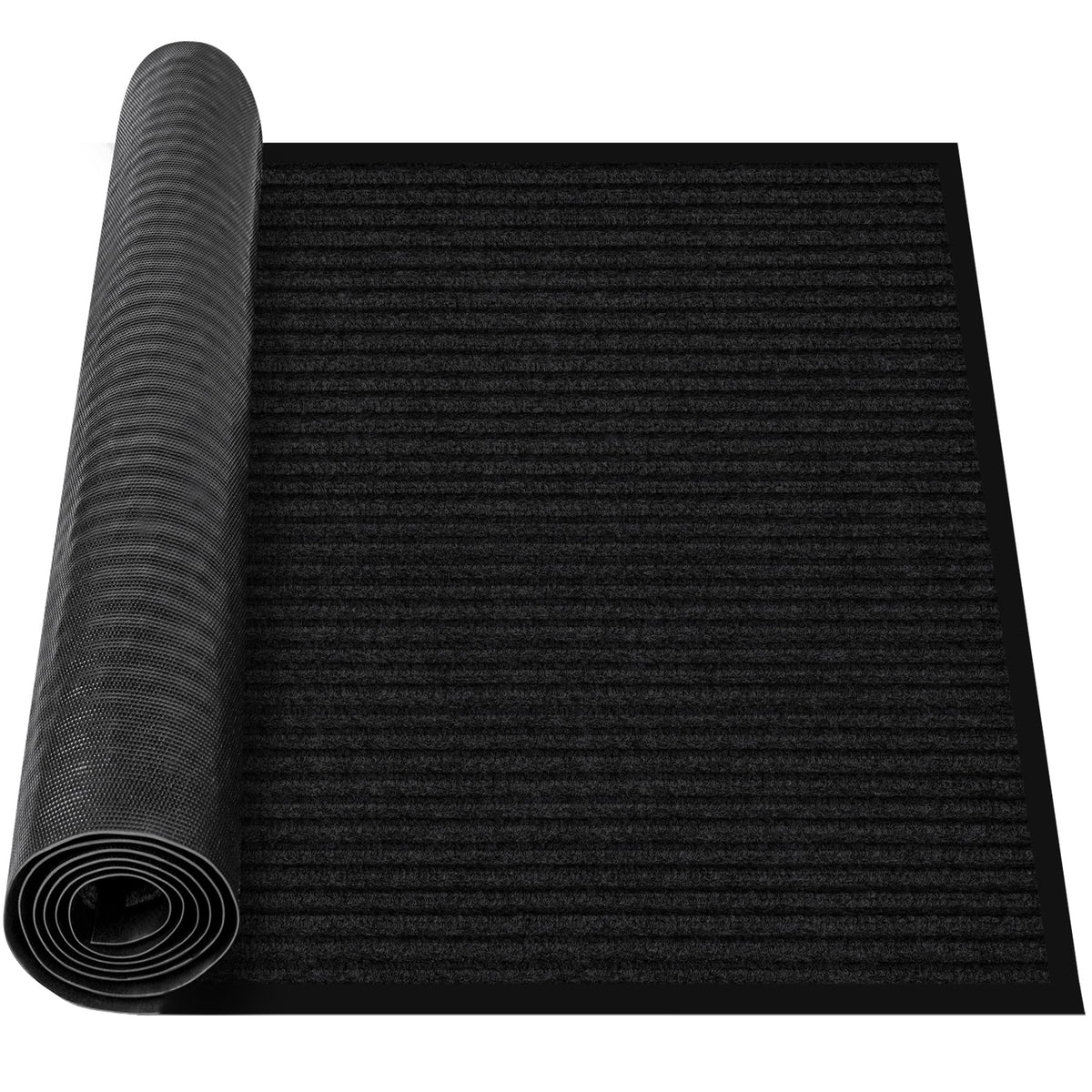 MYFAMIREA Commercial Floor Mat 3' x 5' Extra Large Front Door Industrial Rug Heavy Duty Brush Step Entrance Mat Weather Utility Rug with Non Slip Rubber Backing Low Profile for Entryway, Charcoal Grey