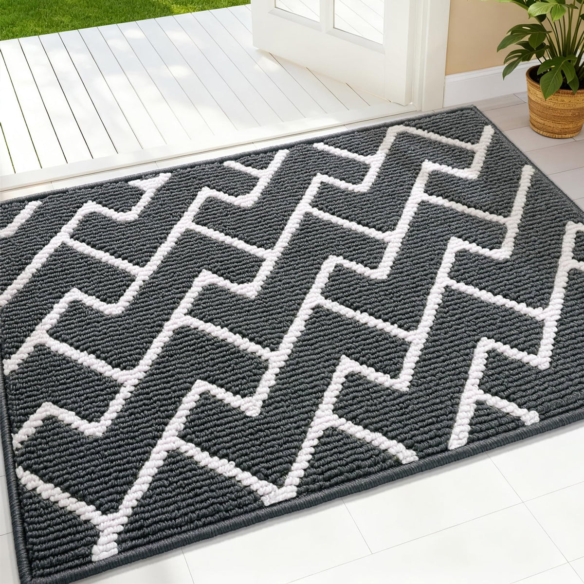 OLANLY Indoor Door Mat 32x20, Low-Profile Dirt Resistant Doormat, Grey