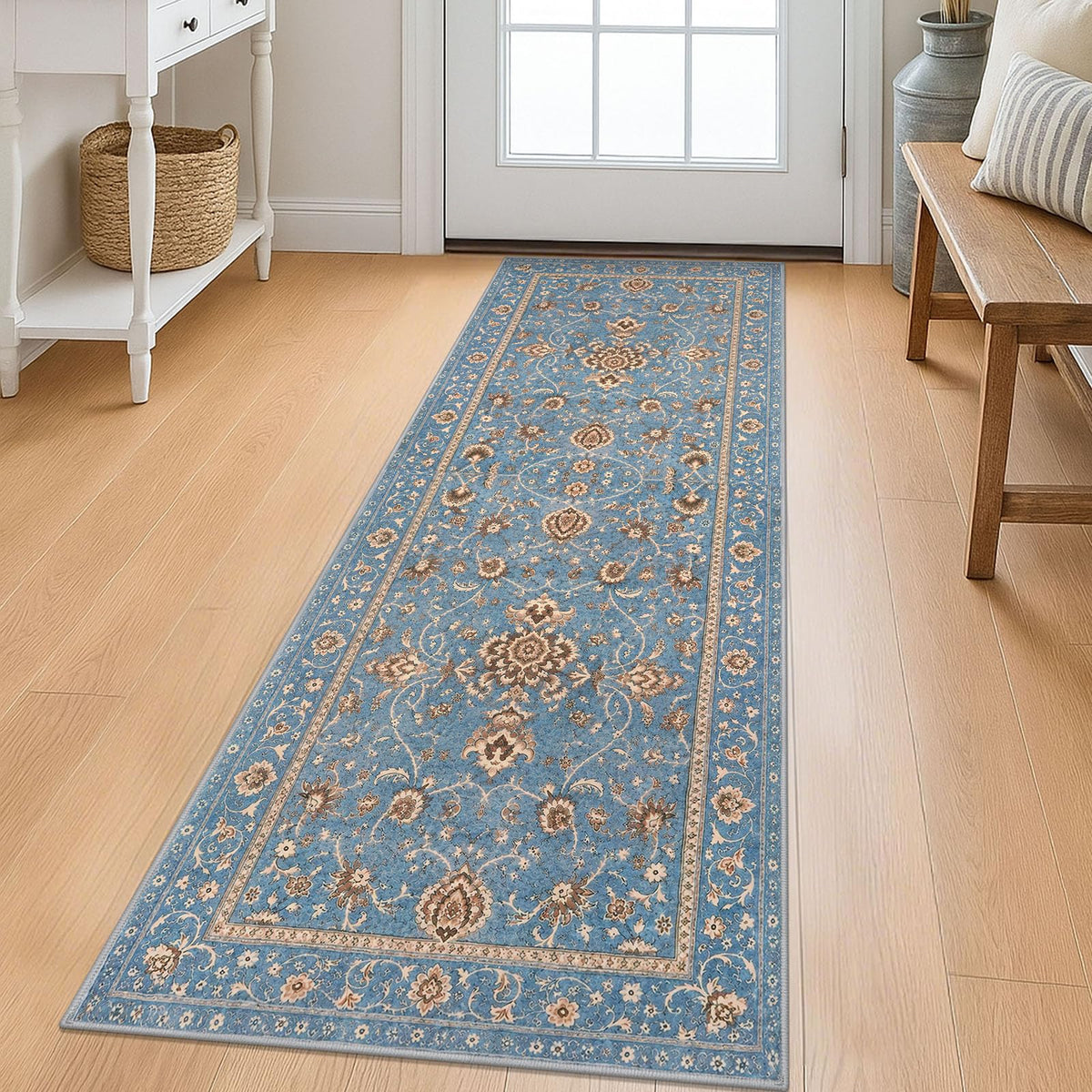 KILOCOCO 2x3 Washable Rug Small Entryway Rugs Indoor Door Mat, Blue/Navy