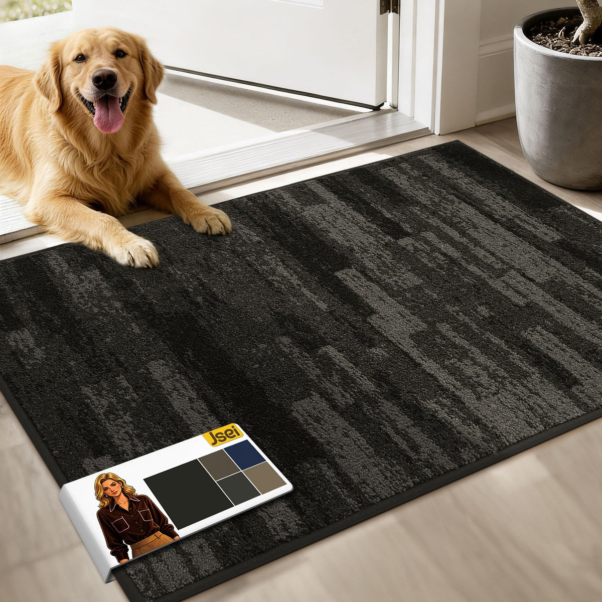 JSEI Dirt Trapper Door Mat 24"x36", Non-Slip Doormat, Blue