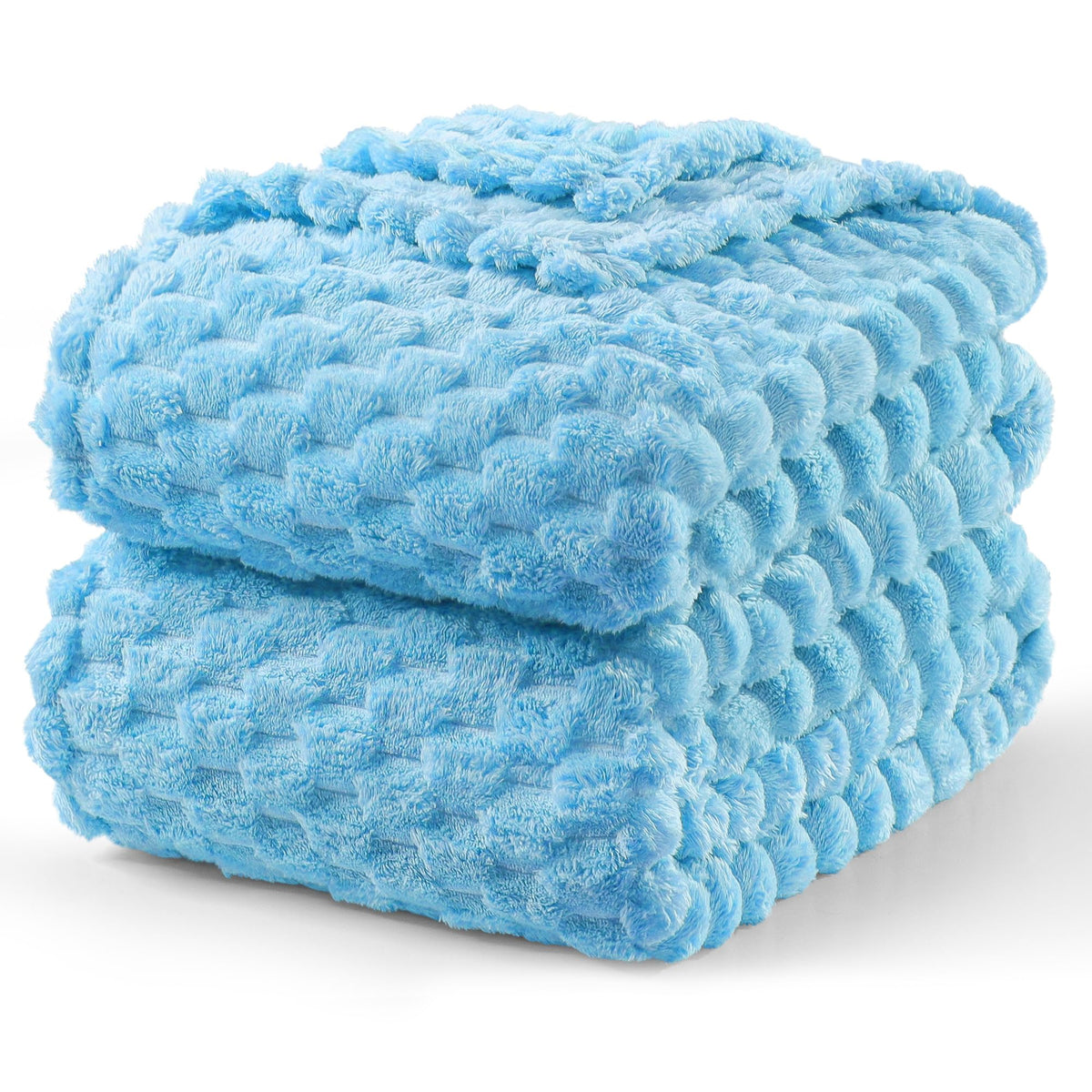 Exclusivo Mezcla Large 3D Fleece Throw Blanket for Couch, Ivory