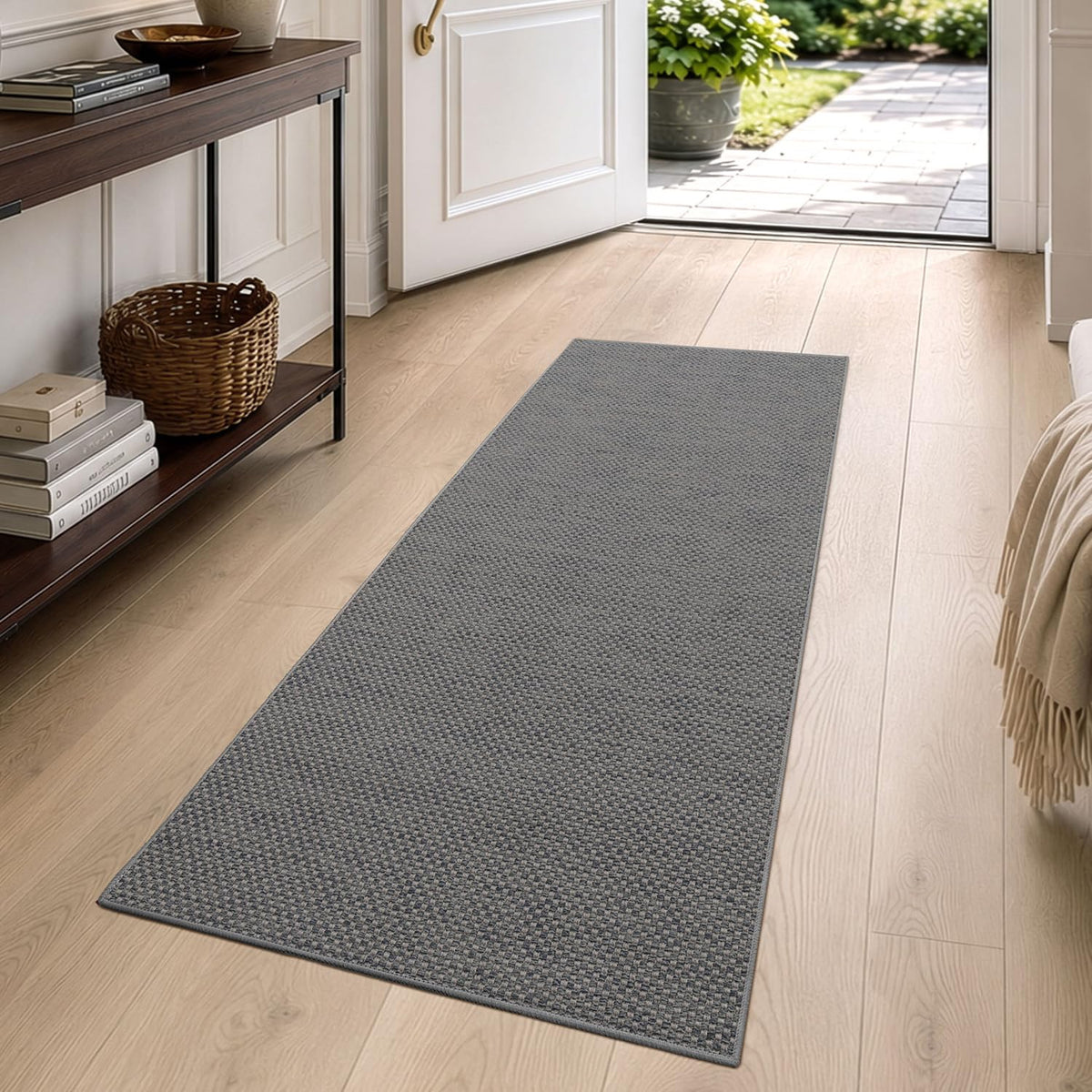 DEXI Thin Door Mat Indoor Entrance 24x36, Non Slip Entryway Mat, Dark Beige