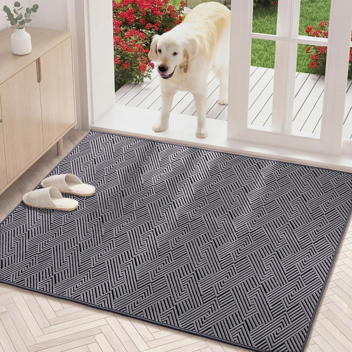 YIHOUSE Indoor Door Mat 24" x 36", Non-Slip Washable Entryway Mat, Dirt Trapper Absorbent Entrance Mat, Low Profile Floor Mat for Front/Back Door, Entryway, Brown