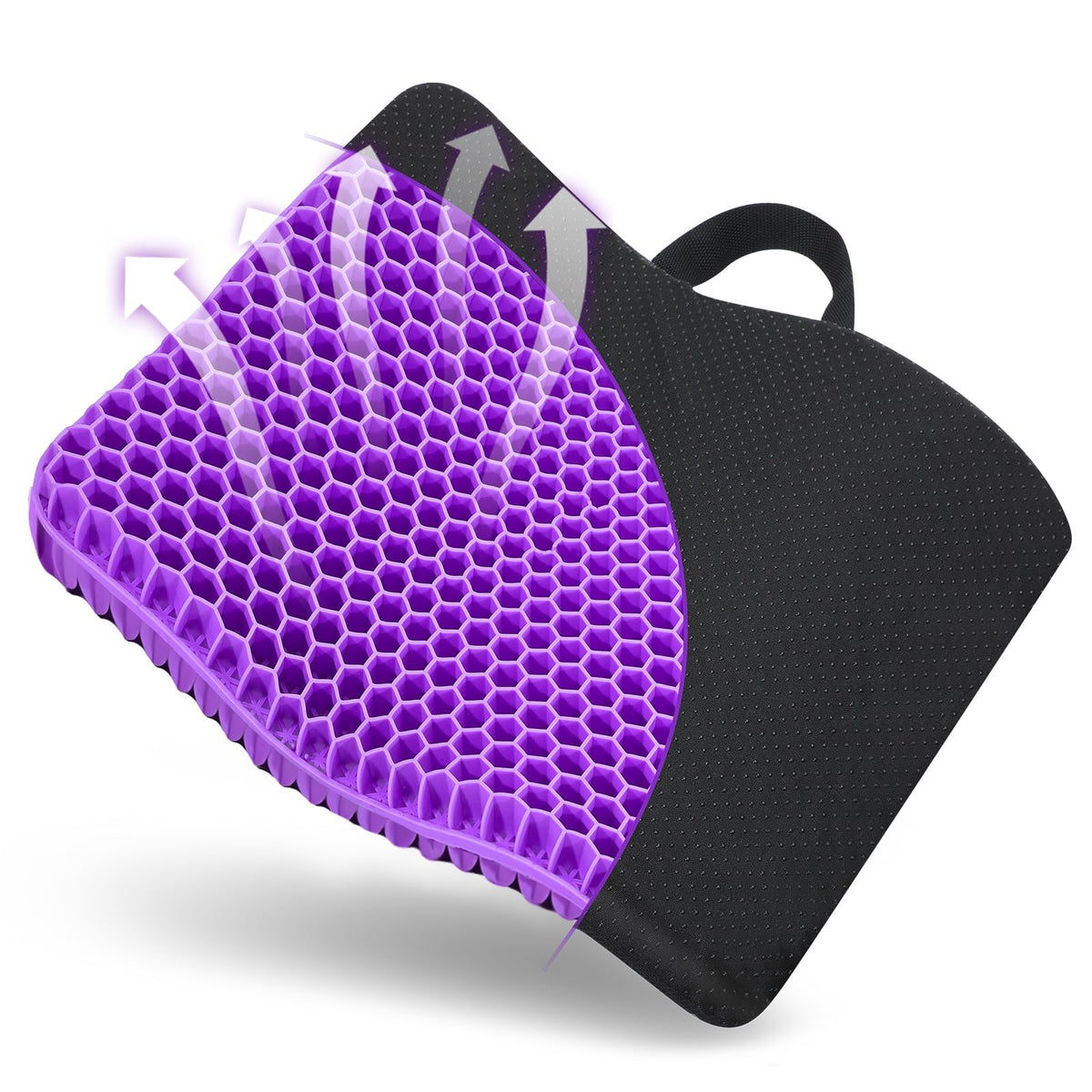 Gel Seat Cushion, for Long Sitting -Double Thick Gel Seat Cushion Breathable Honeycomb Chair Cushion with Non-Slip Cover for Office Chair Car, Wheelchair, Long Trips,Relief Sciatica Pain
